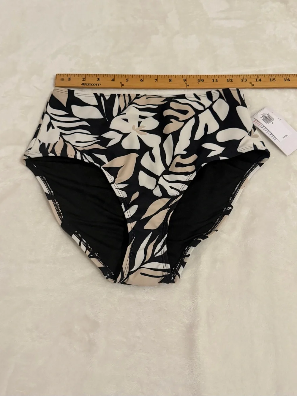 Old Navy Size Medium High-Waist Floral Leaf Print Bottoms. Black & Beige. NEW!